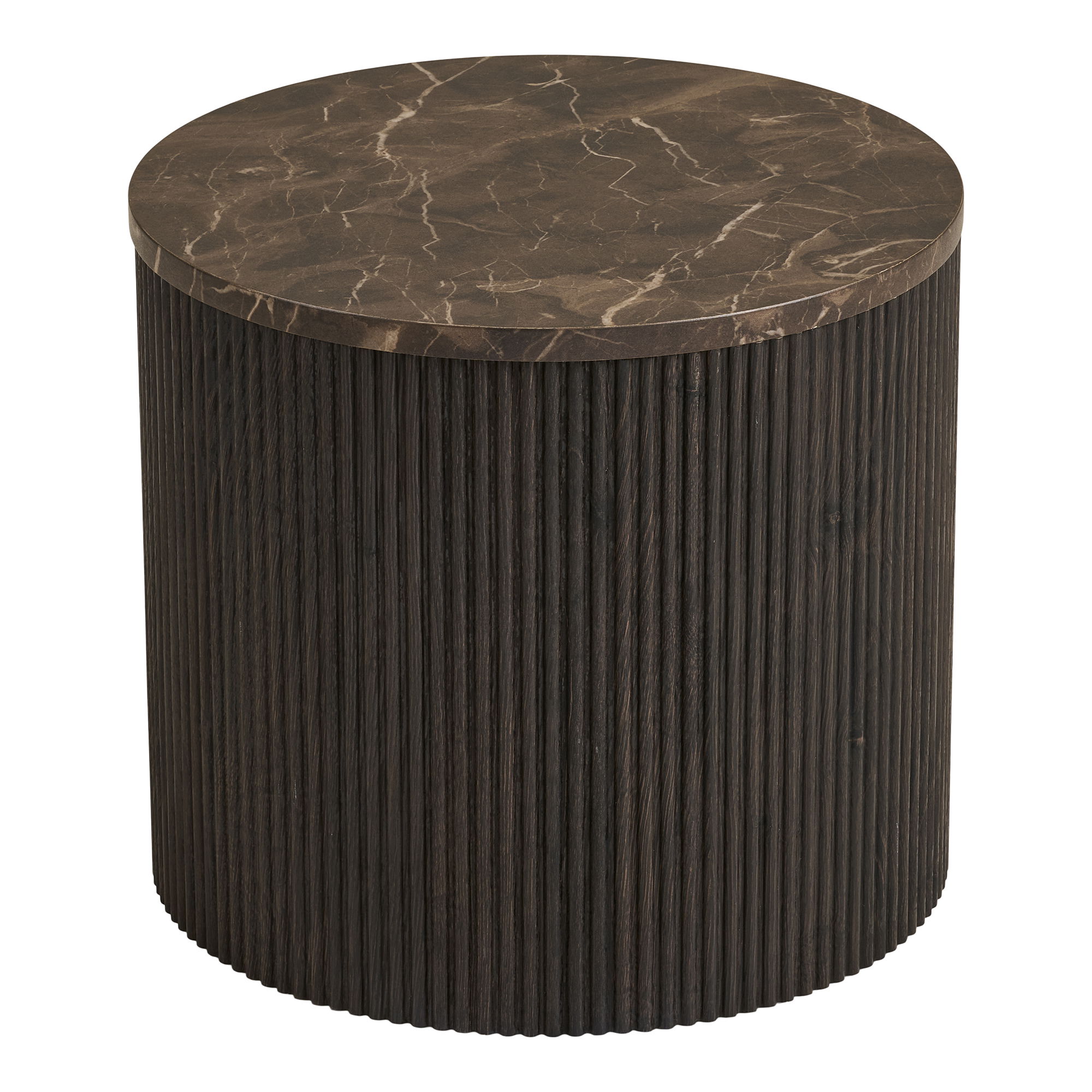 House Nordic Odkládací stolek ROTA hnědý mramor ø45 cm