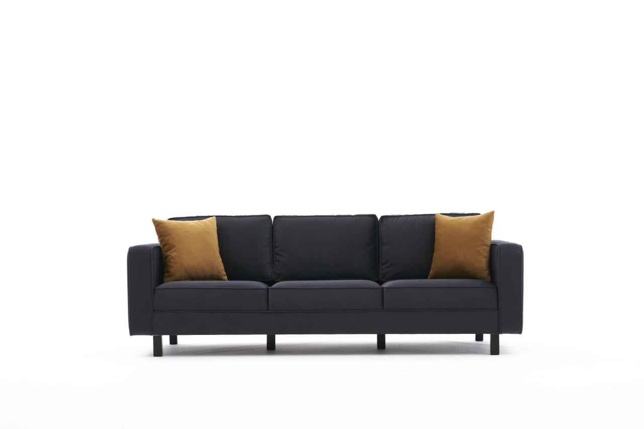 Hanah Home Sametová pohovka KALE antracit 222 cm