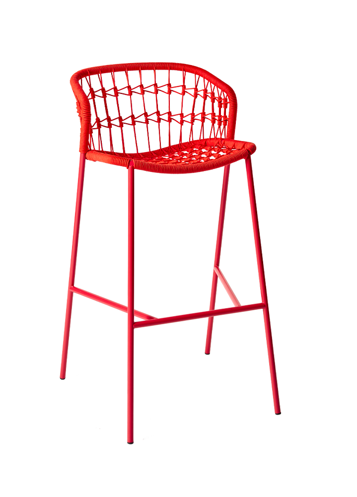 CASTIL zahradní kovová barová židle EMILY 100 cm Barva: Červená