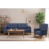 Třímístná pohovka BALERA s křeslem tmavě modrá 223 cm