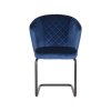 Eetkamerstoel Flow Blauw Fluweel 58x60x85 cm Voorkant