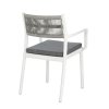 Zahradní jídelní židle s područkami ALVIN bílá se světle zeleným opěradlem