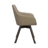 Jídelní židle ALISON s područkami béžová kůže hnědé nohy