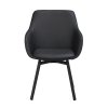 Jídelní židle ALISON s područkami černá kůže černé nohy