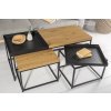 Set 3 stolků LOFT černá a dub