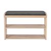 Dřevěný světle hnědý botník METHRO se sezením 80x30 cm