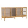 Zamora Sideboard - Sideboard, 4 glass doors, 1 shelf, oak/oak veneer/tempered glass, natural 40x180x80 cm