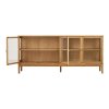 Zamora Sideboard - Sideboard, 4 glass doors, 1 shelf, oak/oak veneer/tempered glass, natural 40x180x80 cm