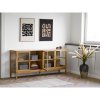 Zamora Sideboard - Sideboard, 4 glass doors, 1 shelf, oak/oak veneer/tempered glass, natural 40x180x80 cm