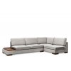 Rohová pohovka TULIP světle šedá pravý roh s pufem