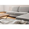 Rohová pohovka TULIP světle šedá pravý roh s pufem