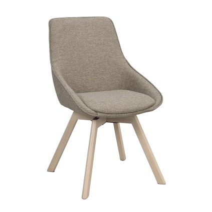 Jedálenská stolička ALISON tmavobéžová s bielenými nohami