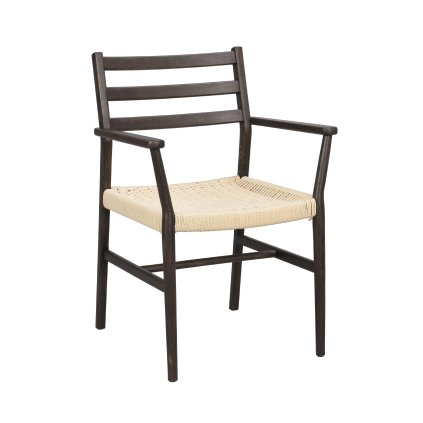 Jedálenská stolička s podrúčkami HARLAN tmavohnedá