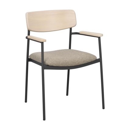 Jedálenská stolička s podrúčkami MAYMONT tmavobéžová s béžovým operadlom