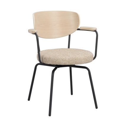 Otočná jedálenská stolička s podrúčkami a čiernou konštrukciou MERRICK