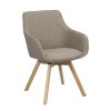 Jedálenská stolička ALISON s podrúčkami tmavobéžová s dubovými nohami