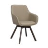 Jedálenská stolička ALISON s lakťovými opierkami béžová koža hnedé nohy