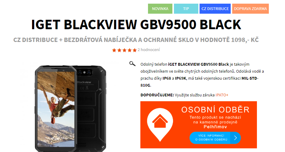 Nový odolný telefon iGET Blackview GBV9500 je možné předobjednat s dárkem