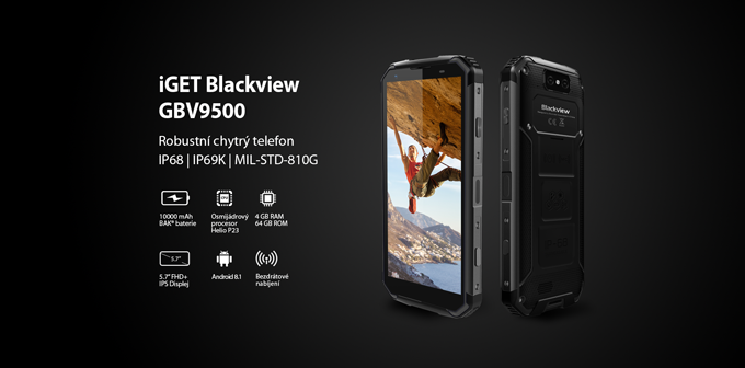 Nový odolný telefon iGET Blackview GBV9500 je skladem