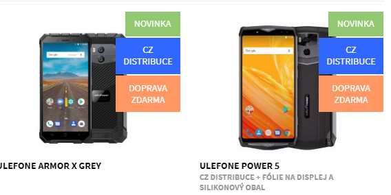 Nově v nabídce odolné telefony Ulefone Amor X a Ulefone Power 5