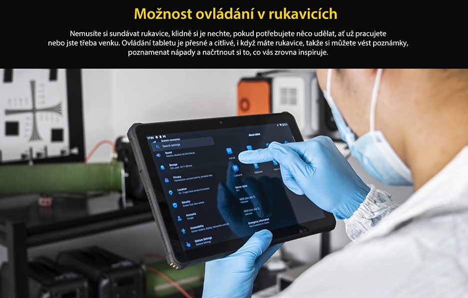 Tablet iGET RT1 ovládání displeje v rukavicích