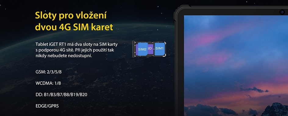 Tablet iGET RT1 mobilní sítě