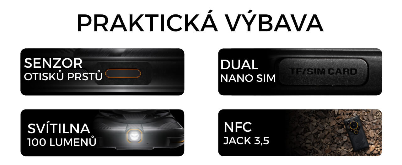 Odolný telefon AGM G2 praktický výbava