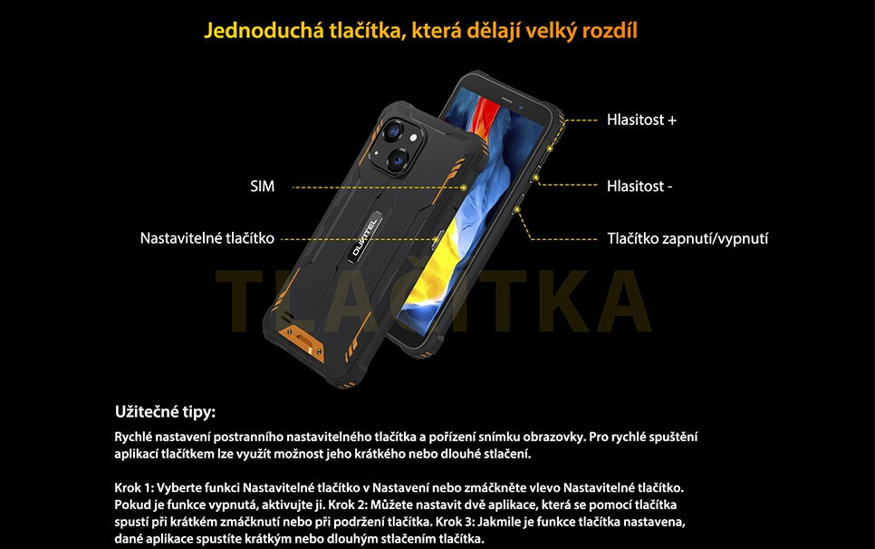 Oukitel WP20 nastavitelné tlačítko