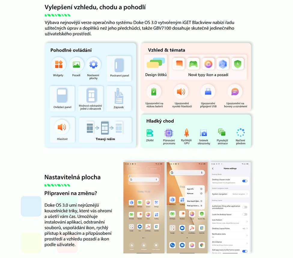 GBV7100 výhody Doke OS 3.0