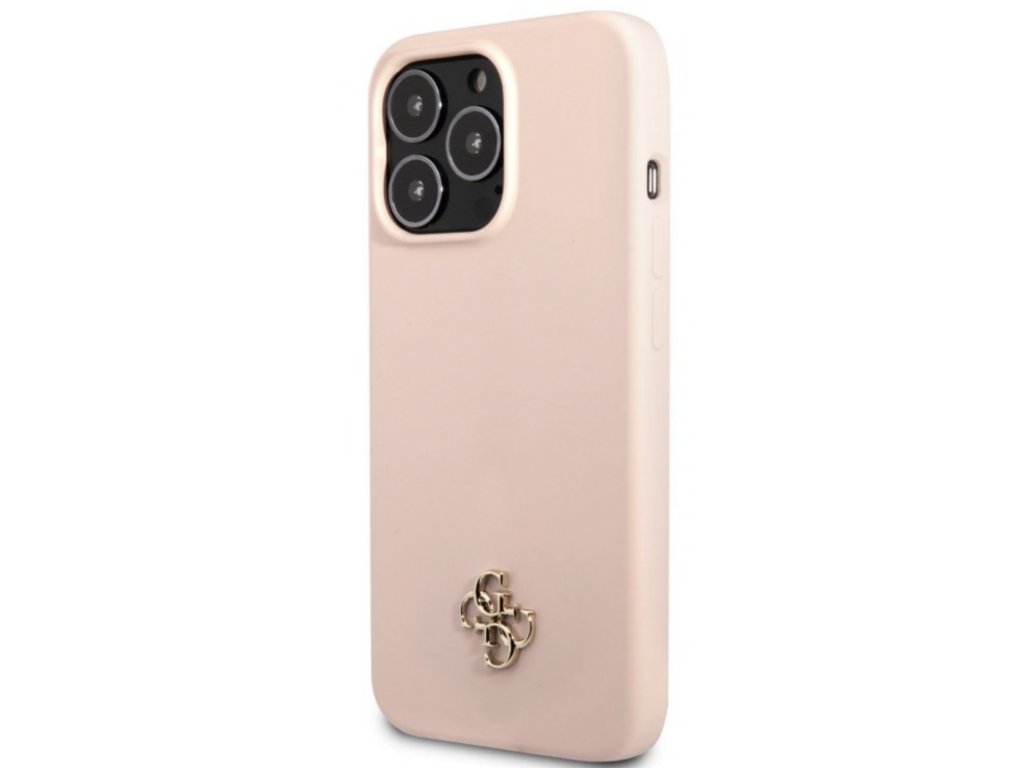 Guess 4G Silicone Metal Logo Zadní Kryt pro iPhone 13 Pro Pink