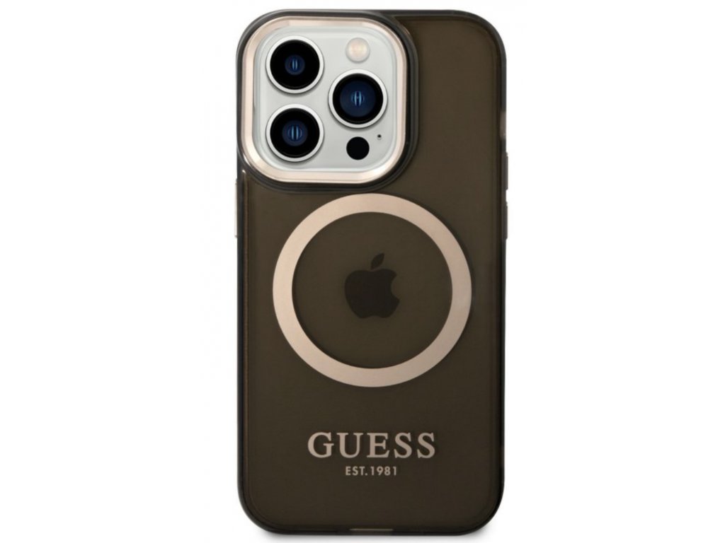 Guess Translucent MagSafe Kompatibilní Zadní Kryt pro iPhone 14 Pro Black