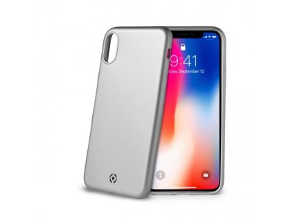 CELLY Sotmatt TPU pouzdro pro Apple iPhone X : Xs, matné provedení, stříbrné