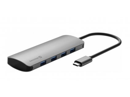 SWISSTEN USB-C HUB 4v1 4x USB 3.0 hliník šedý