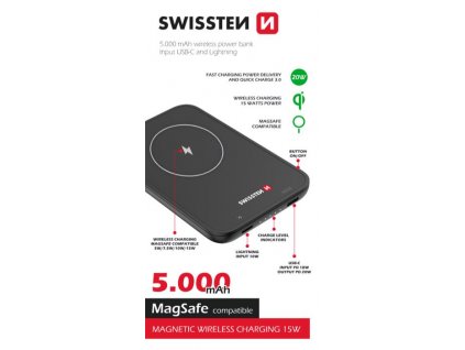 Swissten power bank 5000 mAh (kompatibilní s MagSafe)