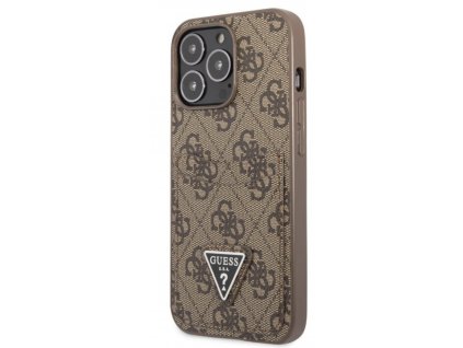 Guess 4G Saffiano Double Card Zadní Kryt pro iPhone 13 Pro Brown