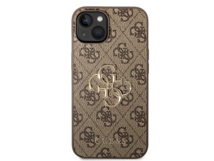 Guess PU 4G Metal Logo Zadní Kryt pro iPhone 14 Brown