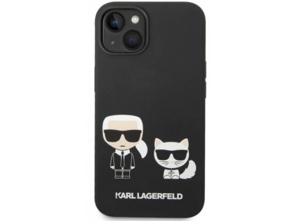 Karl Lagerfeld and Choupette Liquid Silicone Zadní Kryt pro iPhone 14 Black
