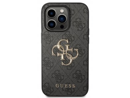 Guess PU 4G Metal Logo Zadní Kryt pro iPhone 15 Pro Grey