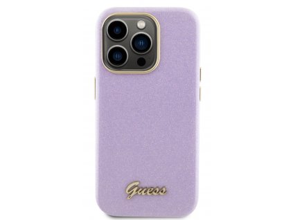 Guess PU Glitter Full Wrapped Zadní Kryt pro iPhone 15 Pro Lilac