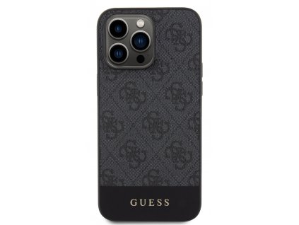 Guess PU 4G Stripe MagSafe Zadní Kryt pro iPhone 15 Pro Max Black