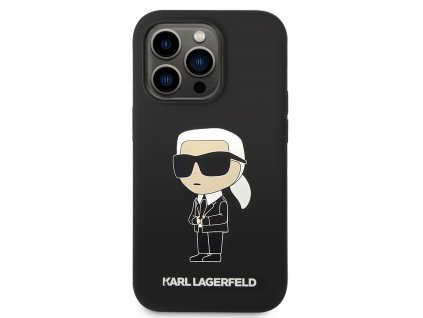 Karl Lagerfeld Liquid Silicone Ikonik NFT Zadní Kryt pro iPhone 15 Pro Max Black