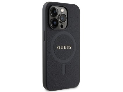 Guess PU Saffiano MagSafe Zadní Kryt pro iPhone 15 Pro Max Black