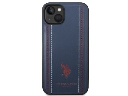 U.S. Polo PU Leather Stitched Lines Zadní Kryt pro iPhone 14 Plus Navy