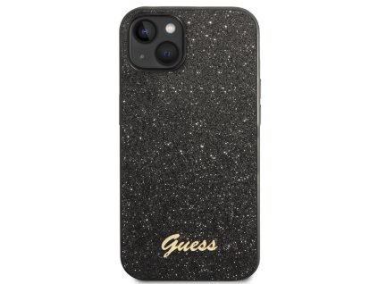 Guess PC:TPU Glitter Flakes Metal Logo Zadní Kryt pro iPhone 14 Black