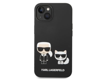 Karl Lagerfeld and Choupette Liquid Silicone Zadní Kryt pro iPhone 14 Plus Black