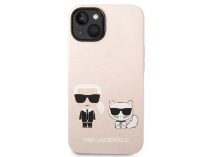 Karl Lagerfeld and Choupette Liquid Silicone Zadní Kryt pro iPhone 14 Plus Pink