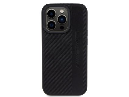 AMG PC:TPU Carbon Effect and Leather Stripe Magsafe Zadní Kryt pro iPhone 15 Pro Black