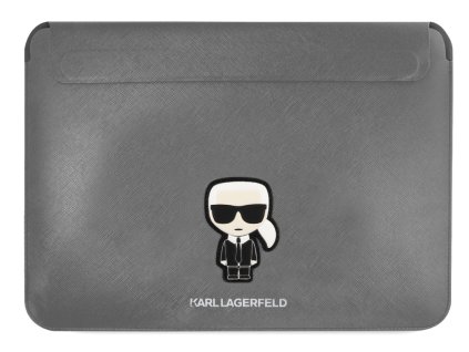 Karl Lagerfeld Saffiano Ikonik Computer Sleeve 16%22 Silver