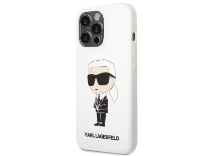 Karl Lagerfeld Liquid Silicone Ikonik NFT Zadní Kryt pro iPhone 13 Pro White