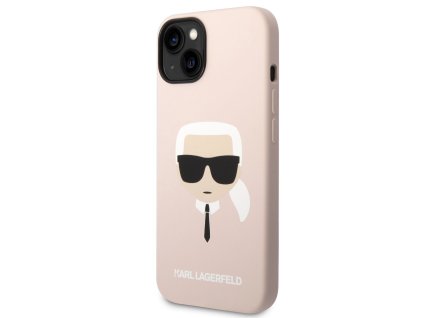 Karl Lagerfeld Liquid Silicone Karl Head Zadní Kryt pro iPhone 14 Plus Pink